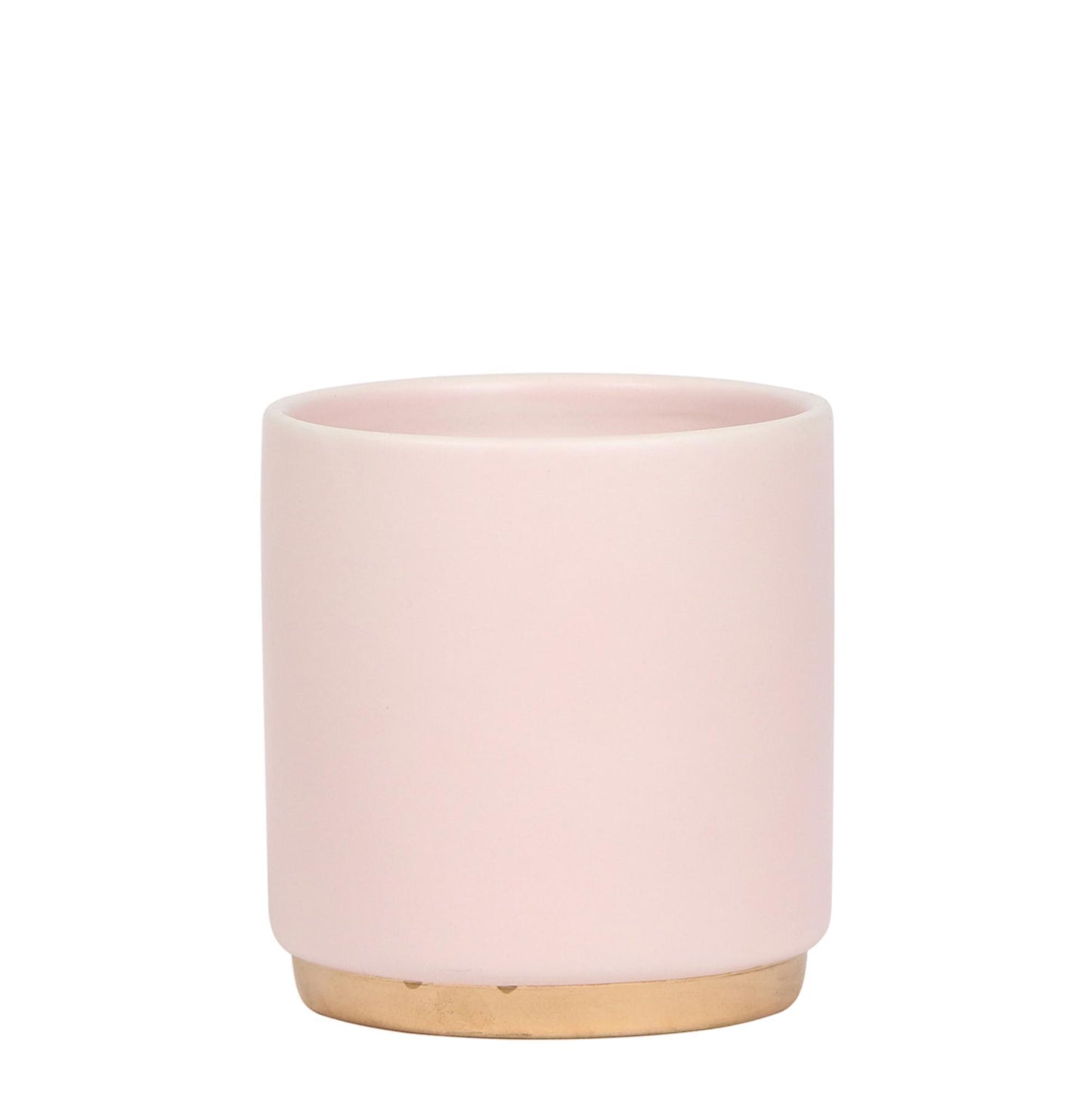 Plantlady Home | Gold foot pink bloempot - Roze keramieken sierpot met gouden rand - Ø9cm